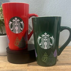 Starbucks 2020 ~ Red & Green ~ 16 ounce ~ Holiday Tree Mugs
